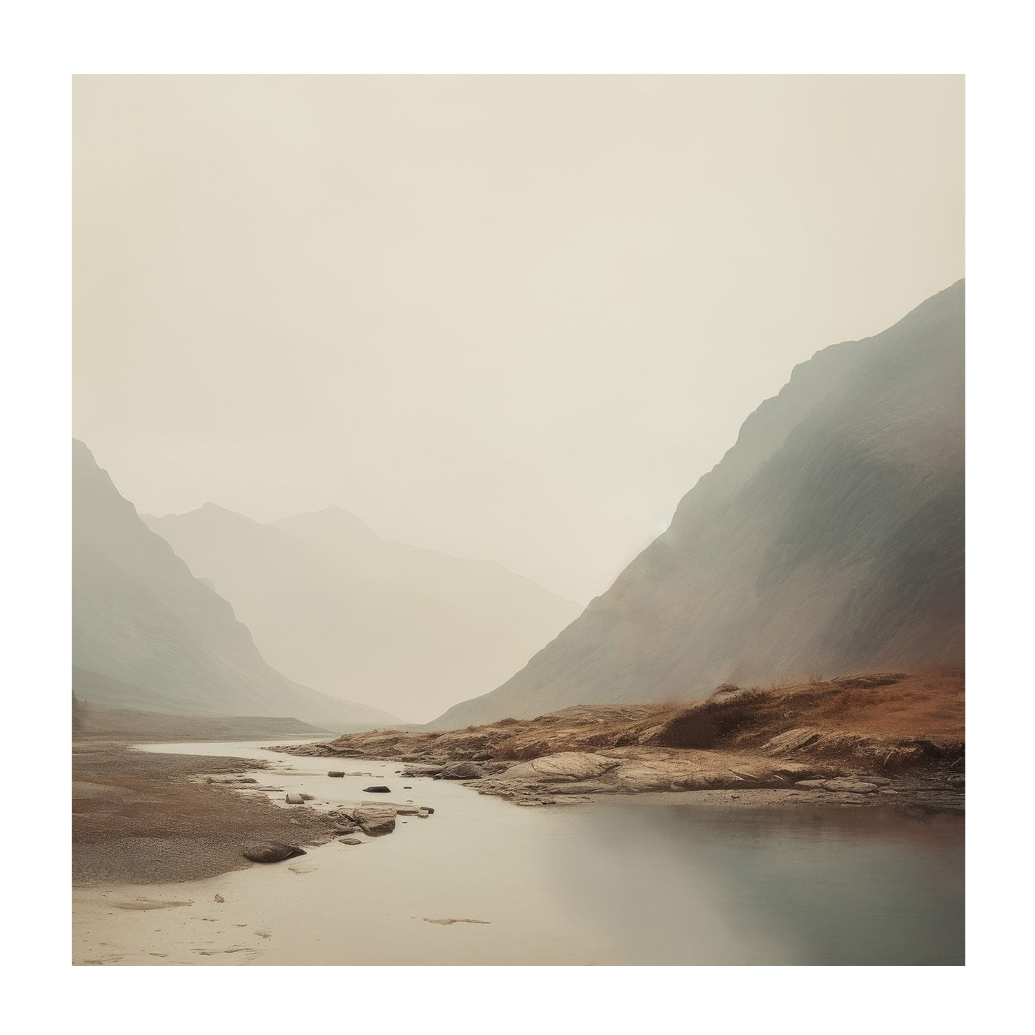 wall-art-print-canvas-poster-framed-Dreamy Mountain Mirage, Style A-1