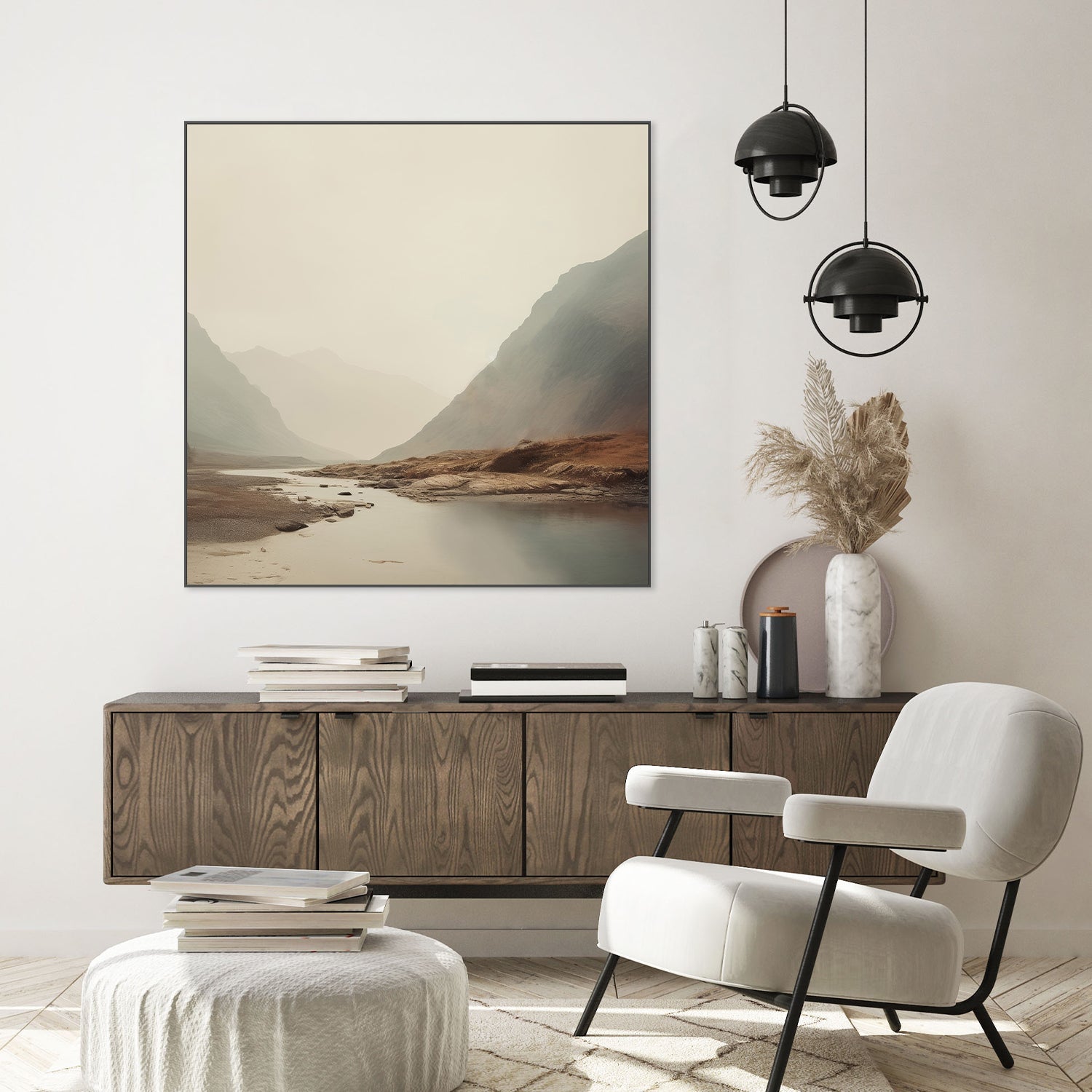 wall-art-print-canvas-poster-framed-Dreamy Mountain Mirage, Style A-7