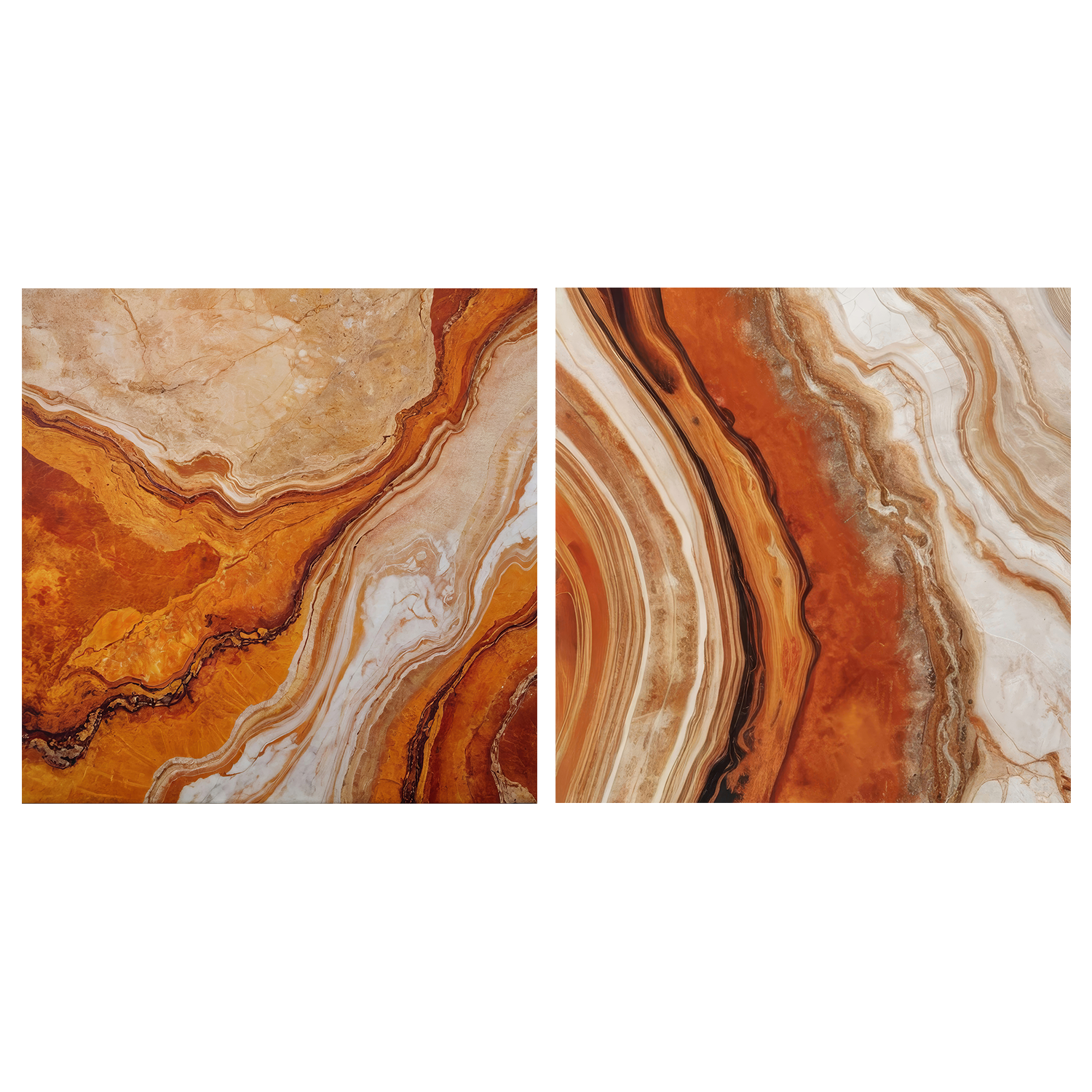 wall-art-print-canvas-poster-framed-Earth Inspired Abstract & Orange and Beige Marble Textures, Set Of 2 , By Alpenglow Workshop-1