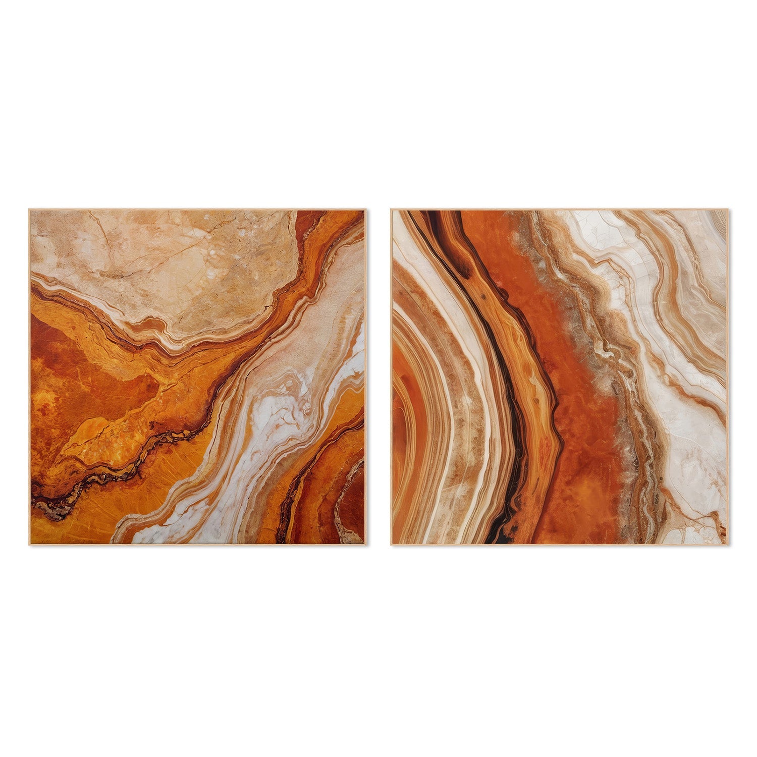 wall-art-print-canvas-poster-framed-Earth Inspired Abstract & Orange and Beige Marble Textures, Set Of 2 , By Alpenglow Workshop-4