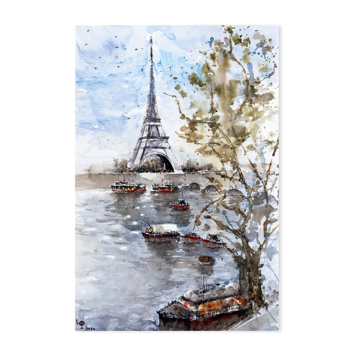 wall-art-print-canvas-poster-framed-Eiffel Tower , By Lilou Online Fine Arts-GIOIA-WALL-ART