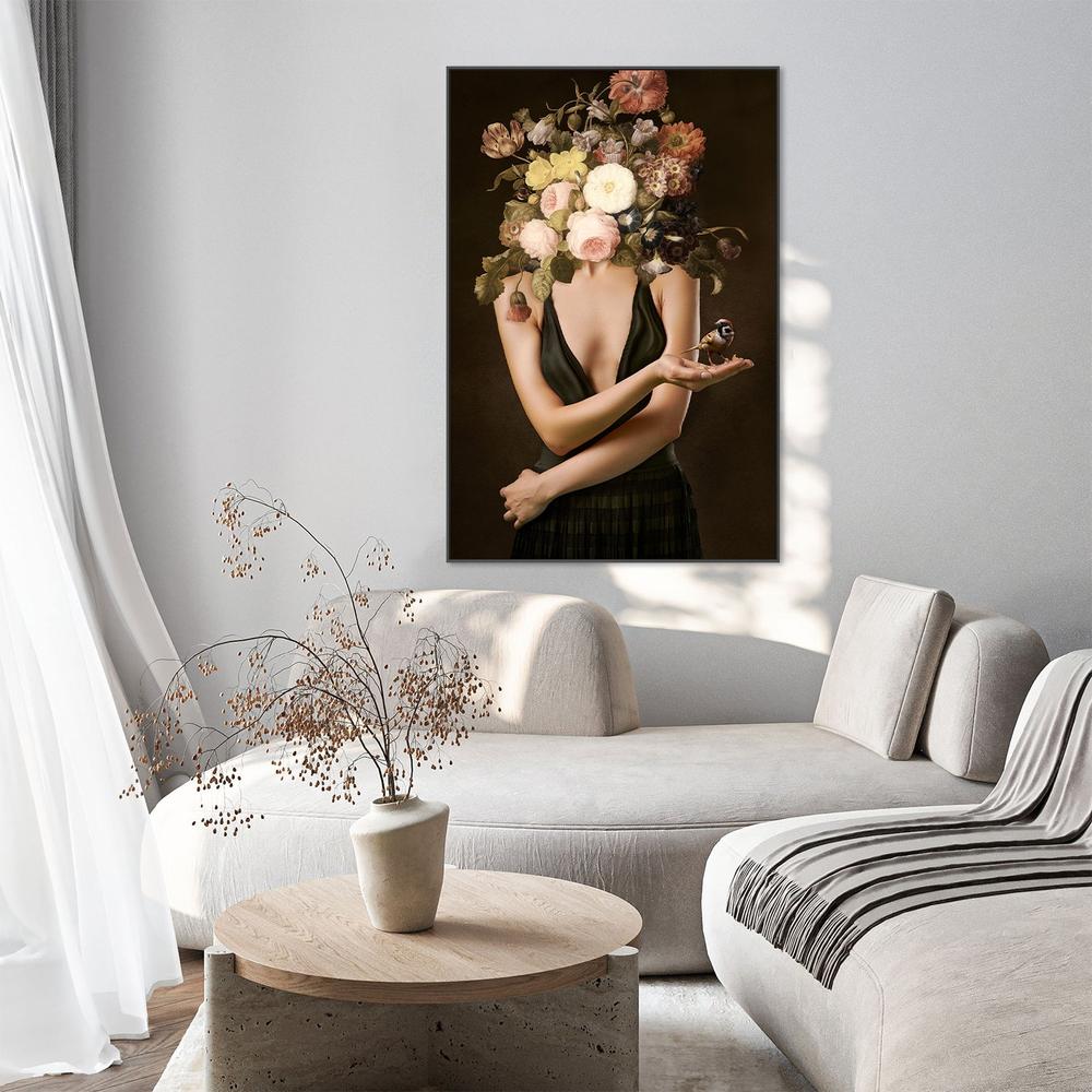 wall-art-print-canvas-poster-framed-Elegant Floral Woman Goldfinch-9