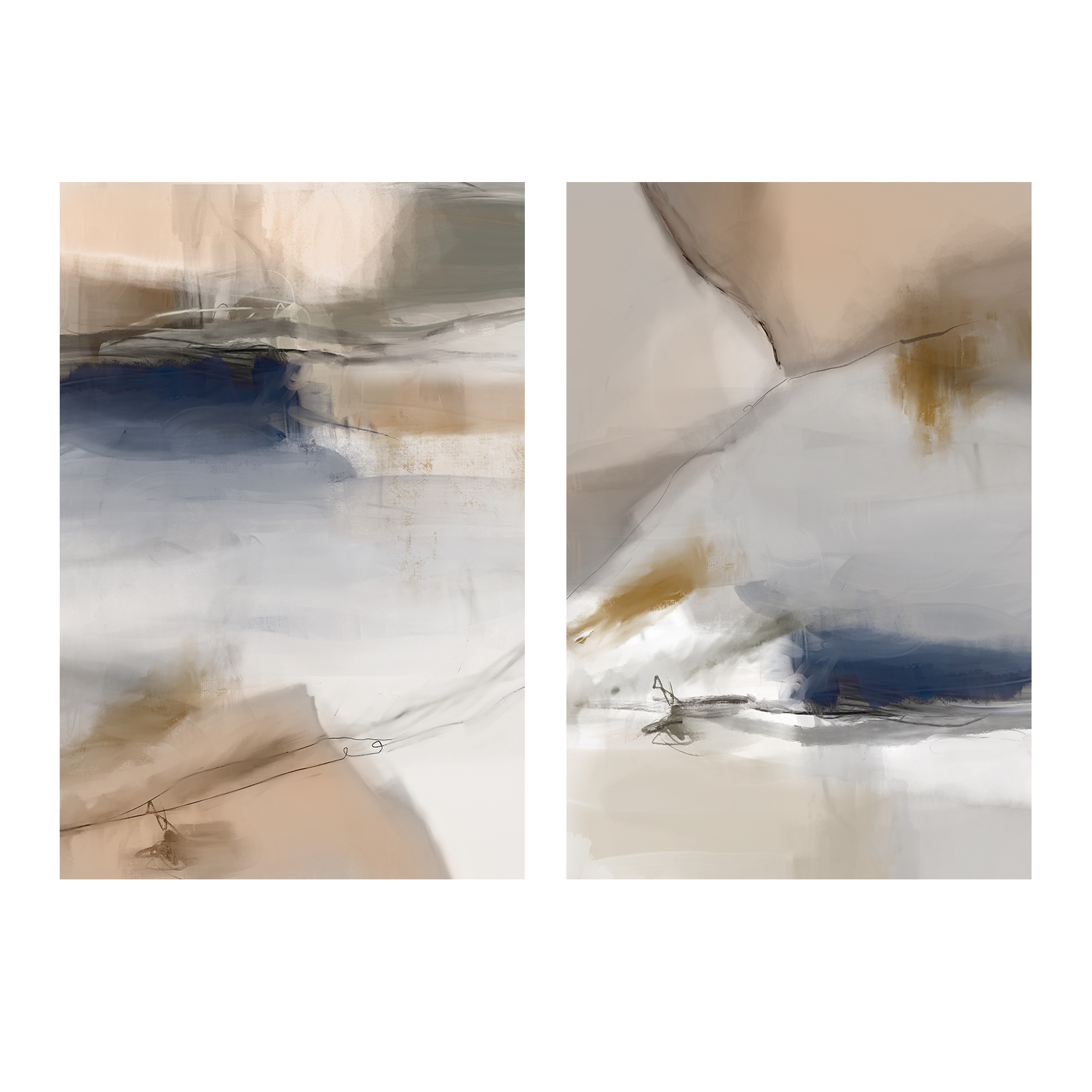 wall-art-print-canvas-poster-framed-End Of Beginning Abstract, Style A & B, Set Of 2 , By Karine Tonial Grimm-1