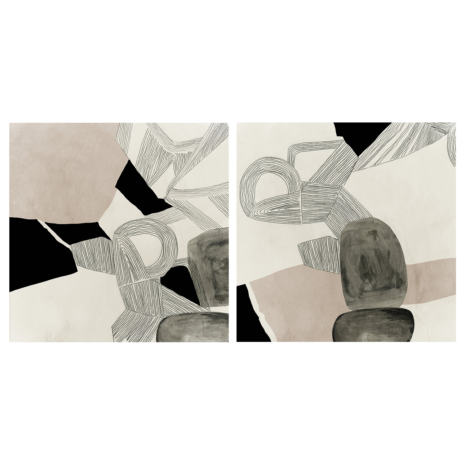 wall-art-print-canvas-poster-framed-Entangled, Style A & B, Set Of 2 , By Tom Reeves-1