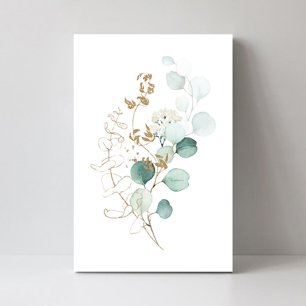 wall-art-print-canvas-poster-framed-Eucalyptus Leaves With Golden Twigs, Style A-by-Gioia Wall Art-Gioia Wall Art