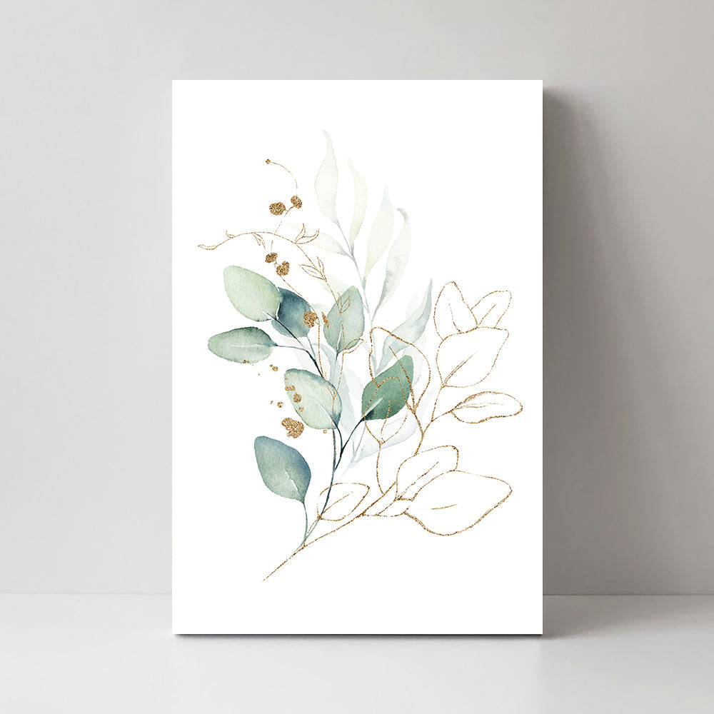 wall-art-print-canvas-poster-framed-Eucalyptus Leaves With Golden Twigs, Style B-by-Gioia Wall Art-Gioia Wall Art