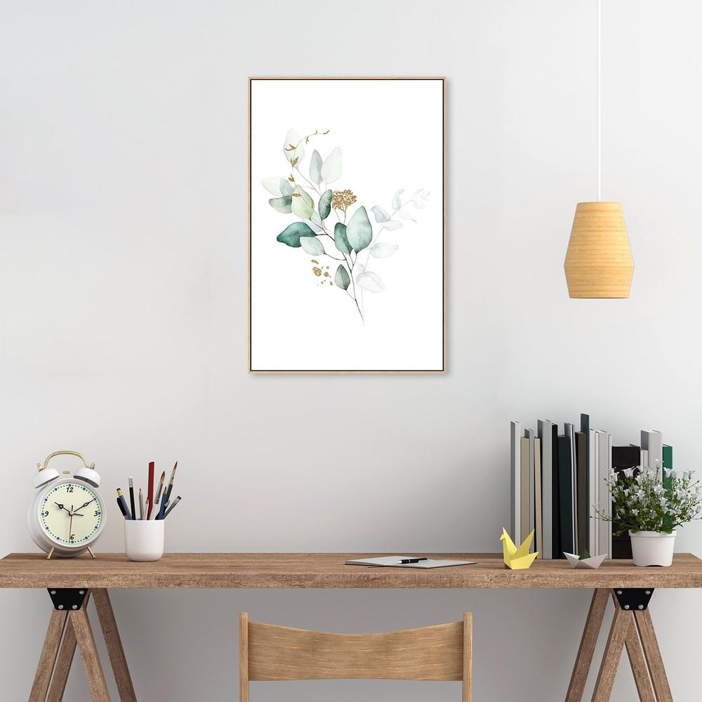 wall-art-print-canvas-poster-framed-Eucalyptus Leaves With Golden Twigs, Style C-by-Gioia Wall Art-Gioia Wall Art