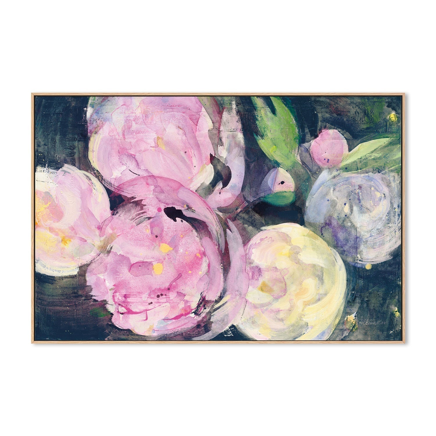 wall-art-print-canvas-poster-framed-Evening Peonies, Style A , By Albena Hristova-GIOIA-WALL-ART