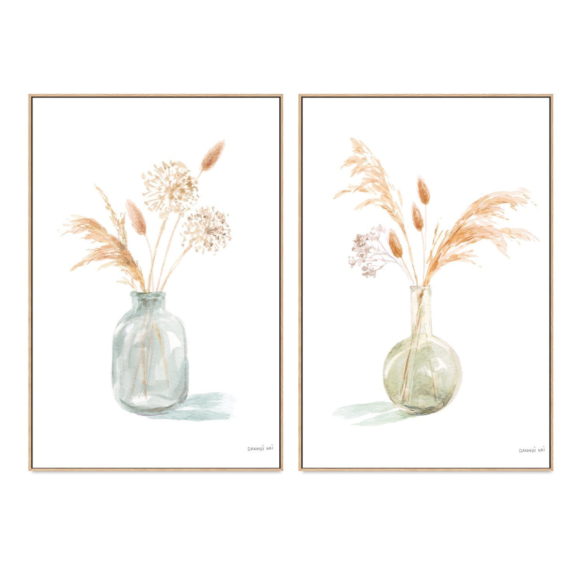 wall-art-print-canvas-poster-framed-Everlasting Bouquet, Neutral, Set of 2-by-Danhui Nai-Gioia Wall Art