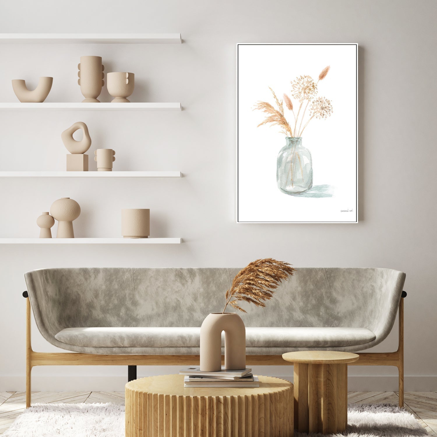 wall-art-print-canvas-poster-framed-Everlasting Bouquet, Neutral, Style A-by-Danhui Nai-Gioia Wall Art