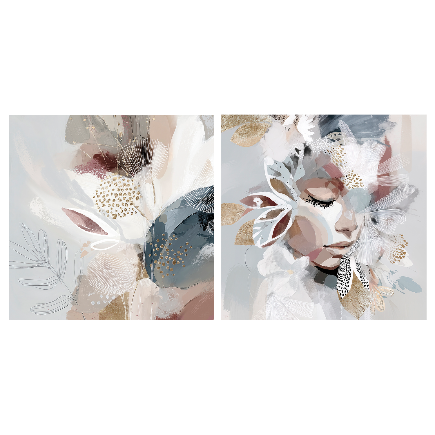 wall-art-print-canvas-poster-framed-EvieBelle, Left And Right, Set Of 2-1