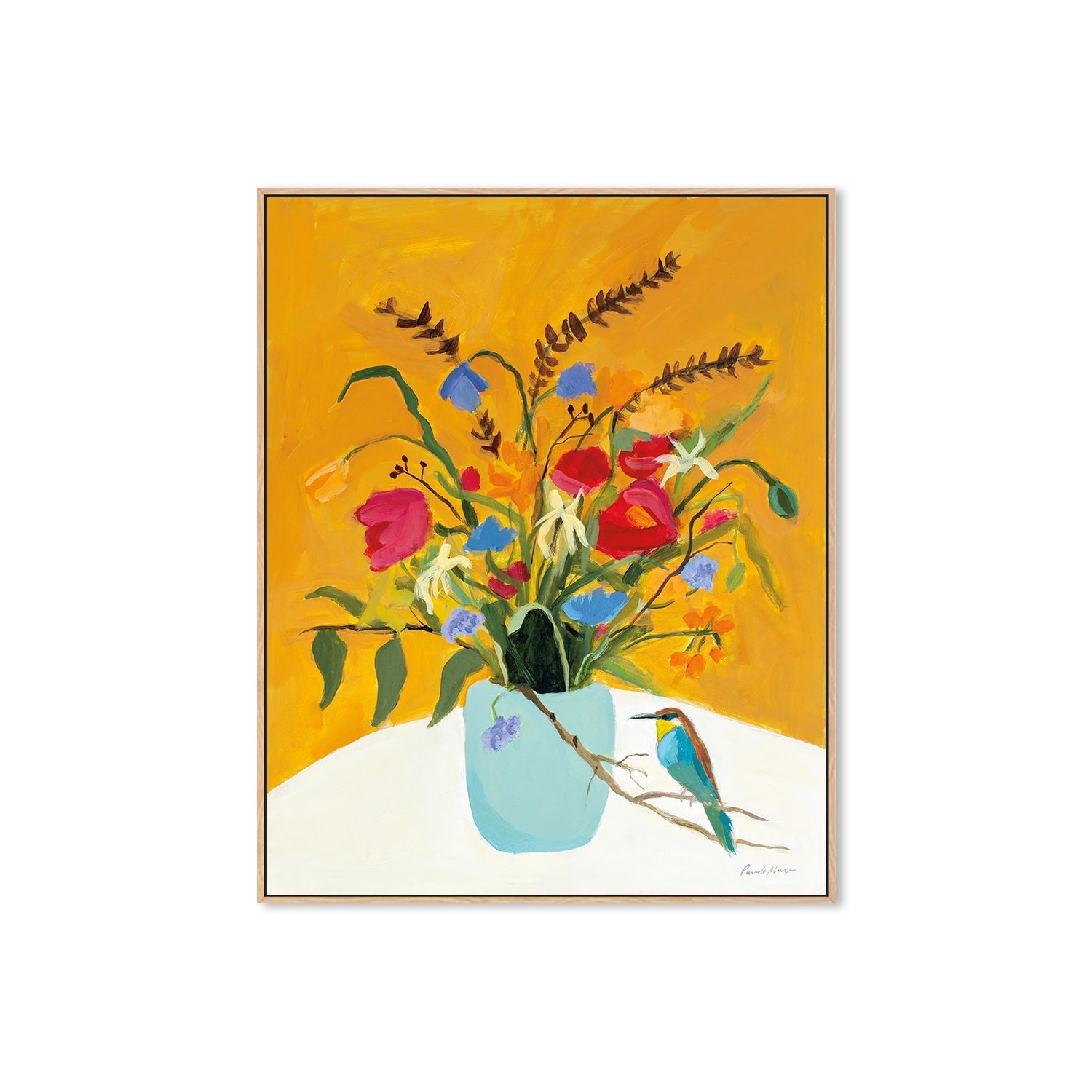wall-art-print-canvas-poster-framed-Fall Floral with Bird , By Pamela Munger-4