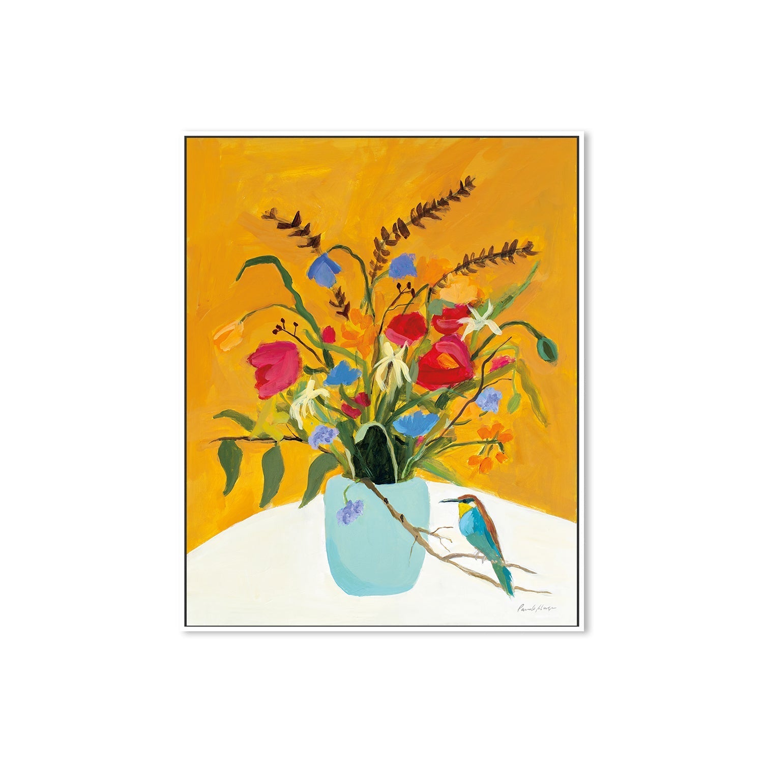 wall-art-print-canvas-poster-framed-Fall Floral with Bird , By Pamela Munger-5