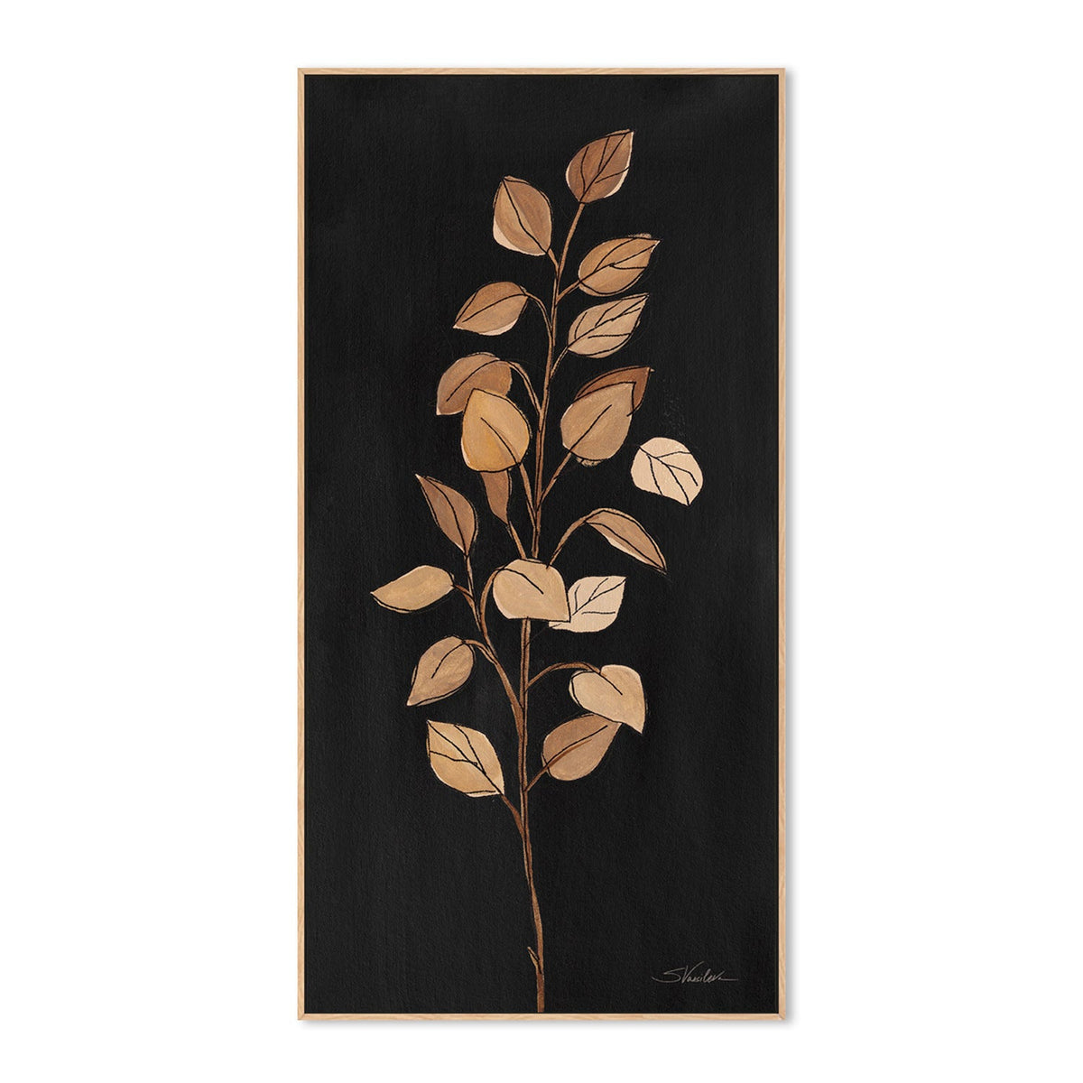 wall-art-print-canvas-poster-framed-Farm Branch on Black, Style A-by-Silvia Vassileva-Gioia Wall Art