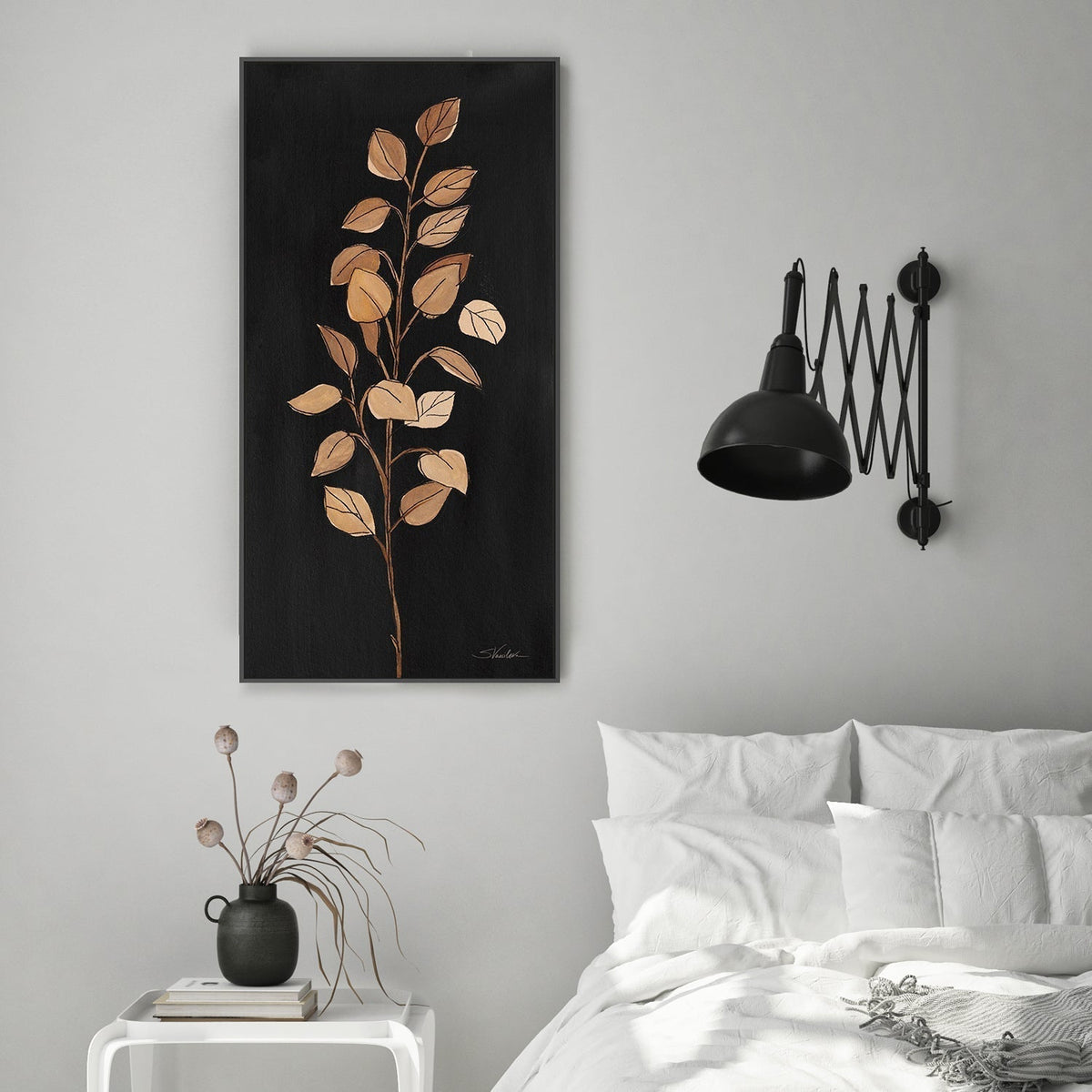 wall-art-print-canvas-poster-framed-Farm Branch on Black, Style A-by-Silvia Vassileva-Gioia Wall Art