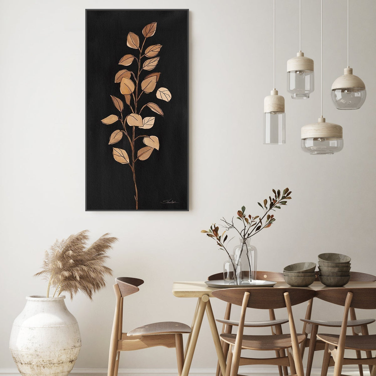 wall-art-print-canvas-poster-framed-Farm Branch on Black, Style A-by-Silvia Vassileva-Gioia Wall Art