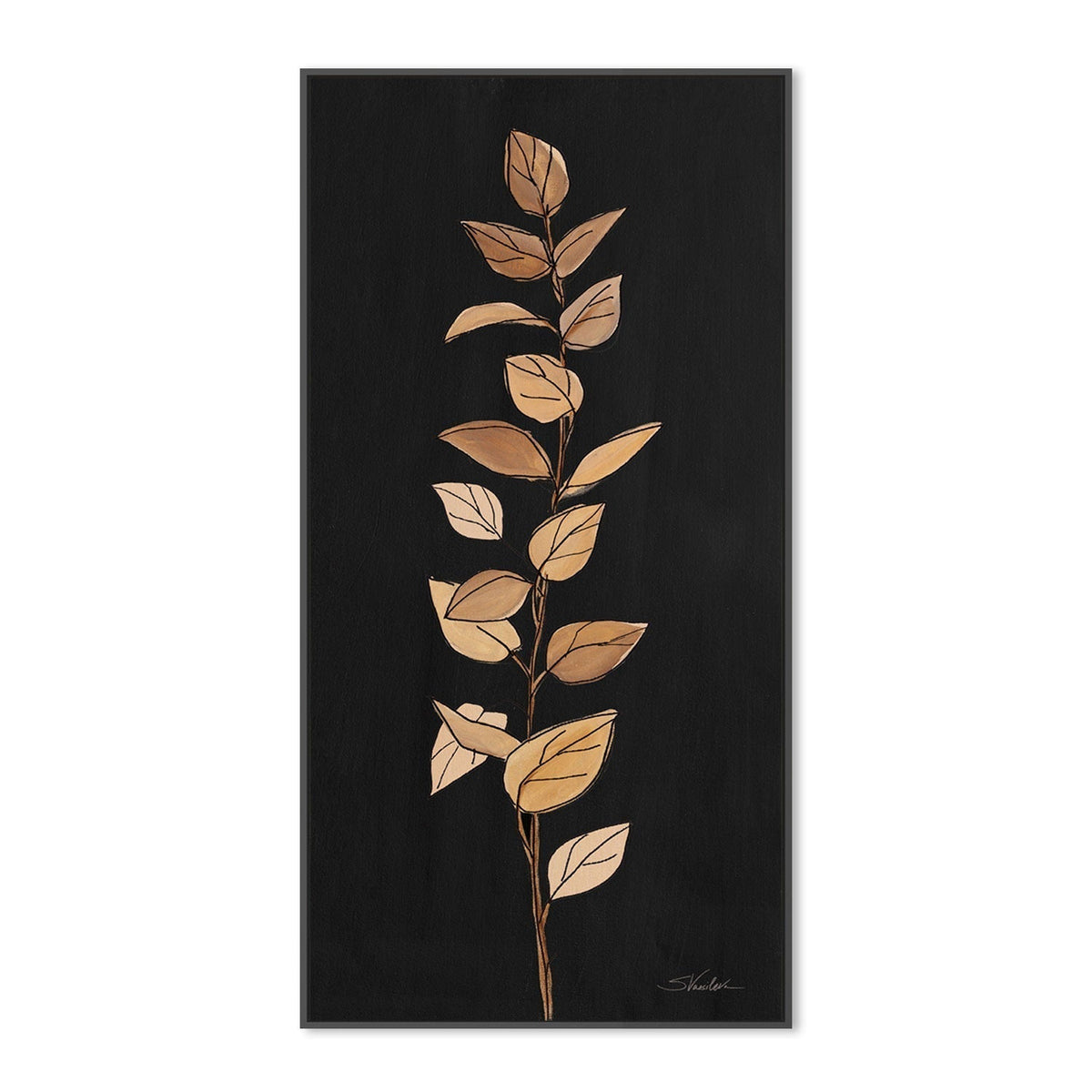wall-art-print-canvas-poster-framed-Farm Branch on Black, Style B-by-Silvia Vassileva-Gioia Wall Art