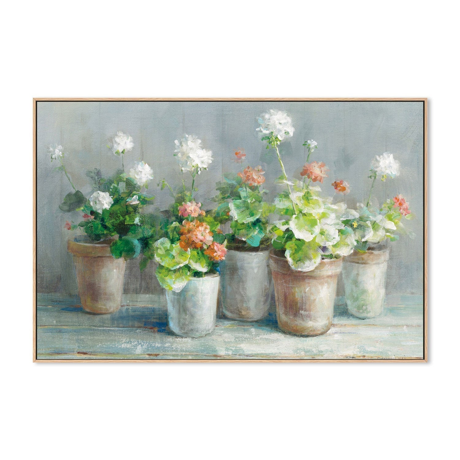 wall-art-print-canvas-poster-framed-Farmhouse Geraniums-by-Danhui Nai-Gioia Wall Art
