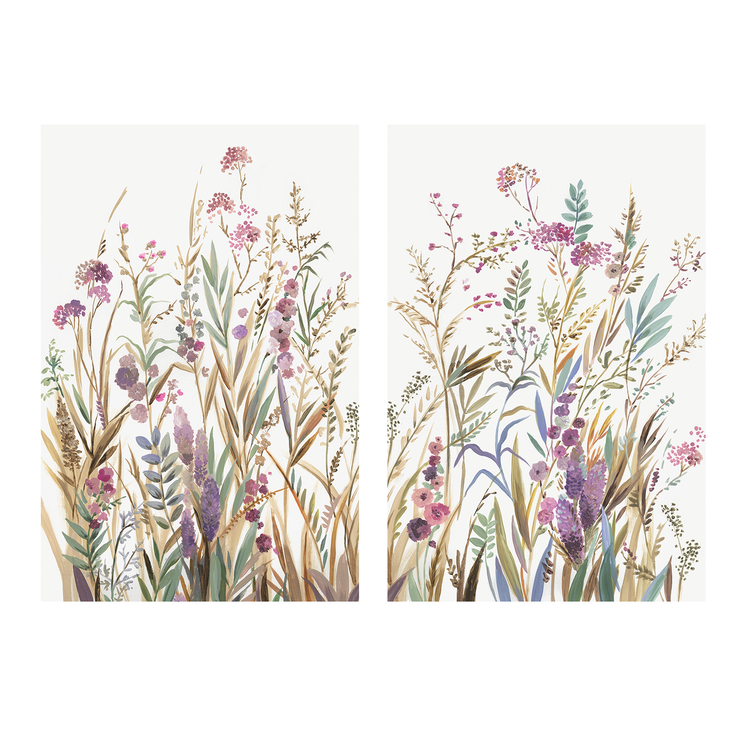 wall-art-print-canvas-poster-framed-Fields Of Wild Pink, Style A & B, Set Of 2 , By Asia Jensen-1