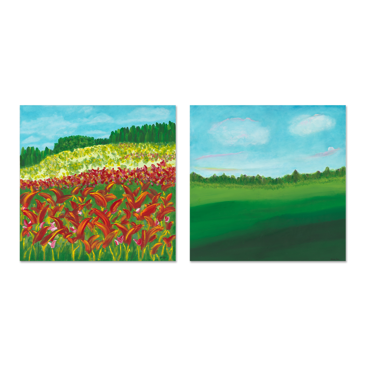 wall-art-print-canvas-poster-framed-Fiery Flora In The Green Oasis, Set Of 2 , By Belinda Stone-GIOIA-WALL-ART