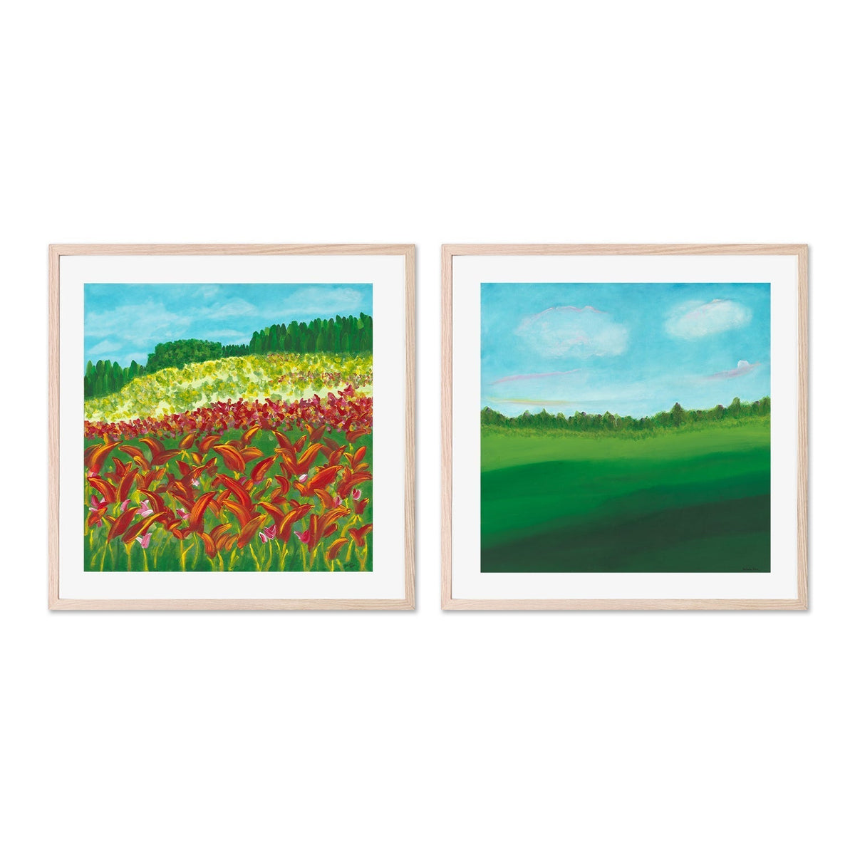 wall-art-print-canvas-poster-framed-Fiery Flora In The Green Oasis, Set Of 2 , By Belinda Stone-GIOIA-WALL-ART