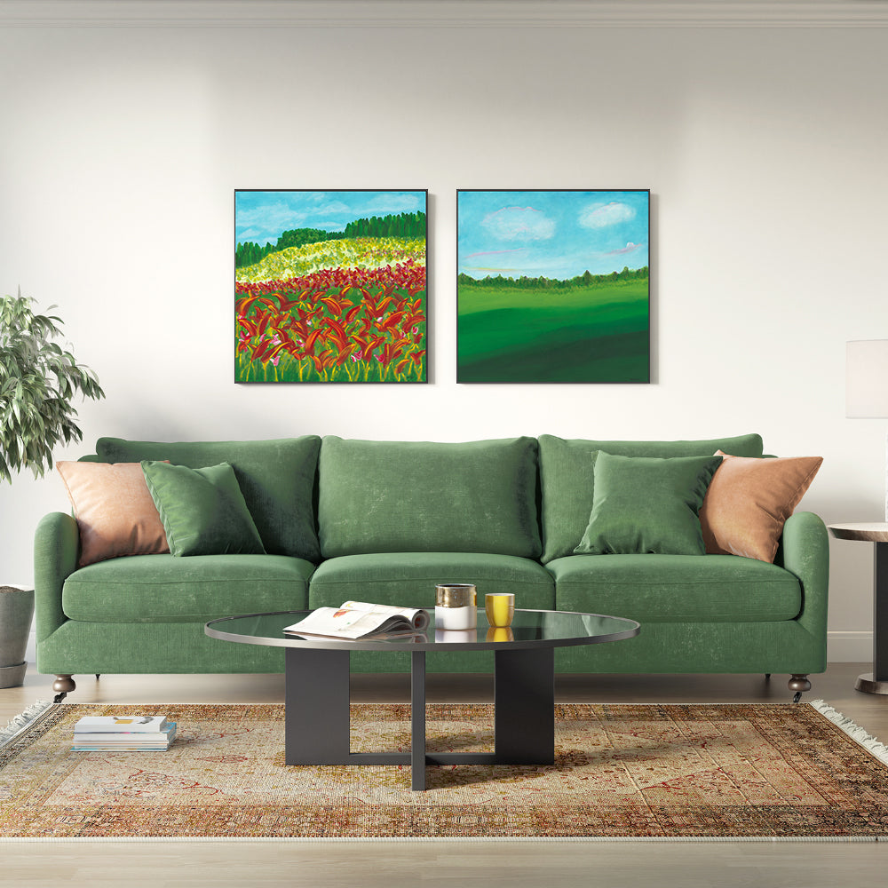 wall-art-print-canvas-poster-framed-Fiery Flora In The Green Oasis, Set Of 2 , By Belinda Stone-GIOIA-WALL-ART