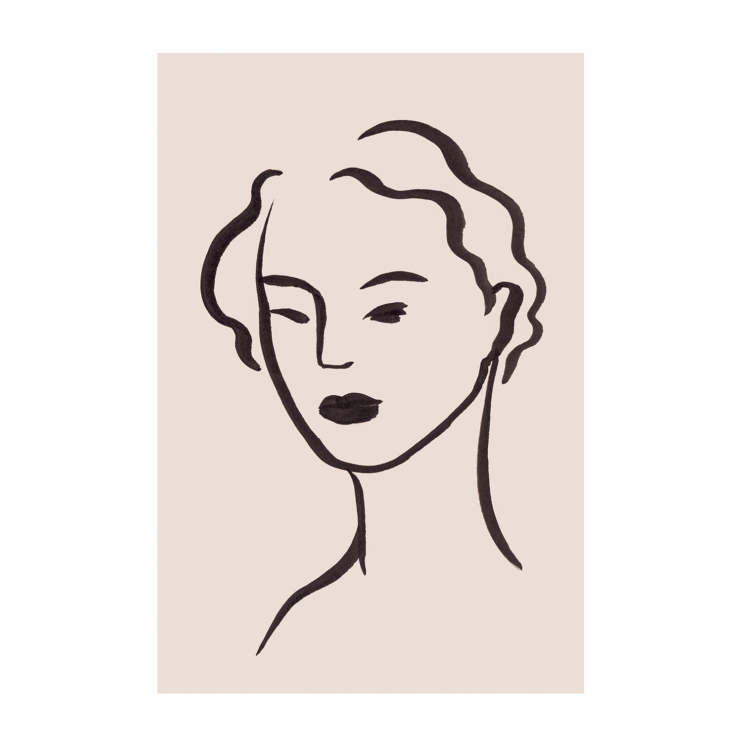 wall-art-print-canvas-poster-framed-Figurative Face Brown, Style A-1