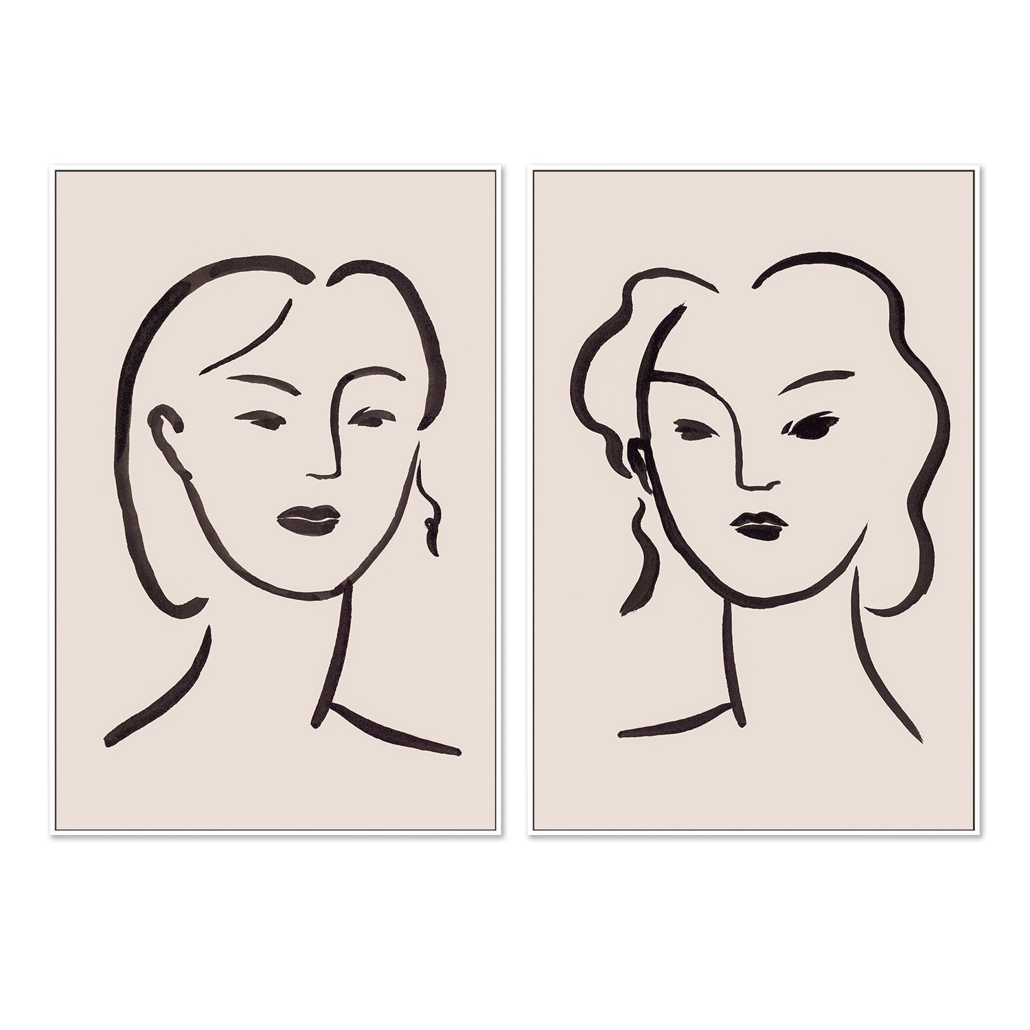 wall-art-print-canvas-poster-framed-Figurative Face Brown, Style A & B, Set Of 2-5