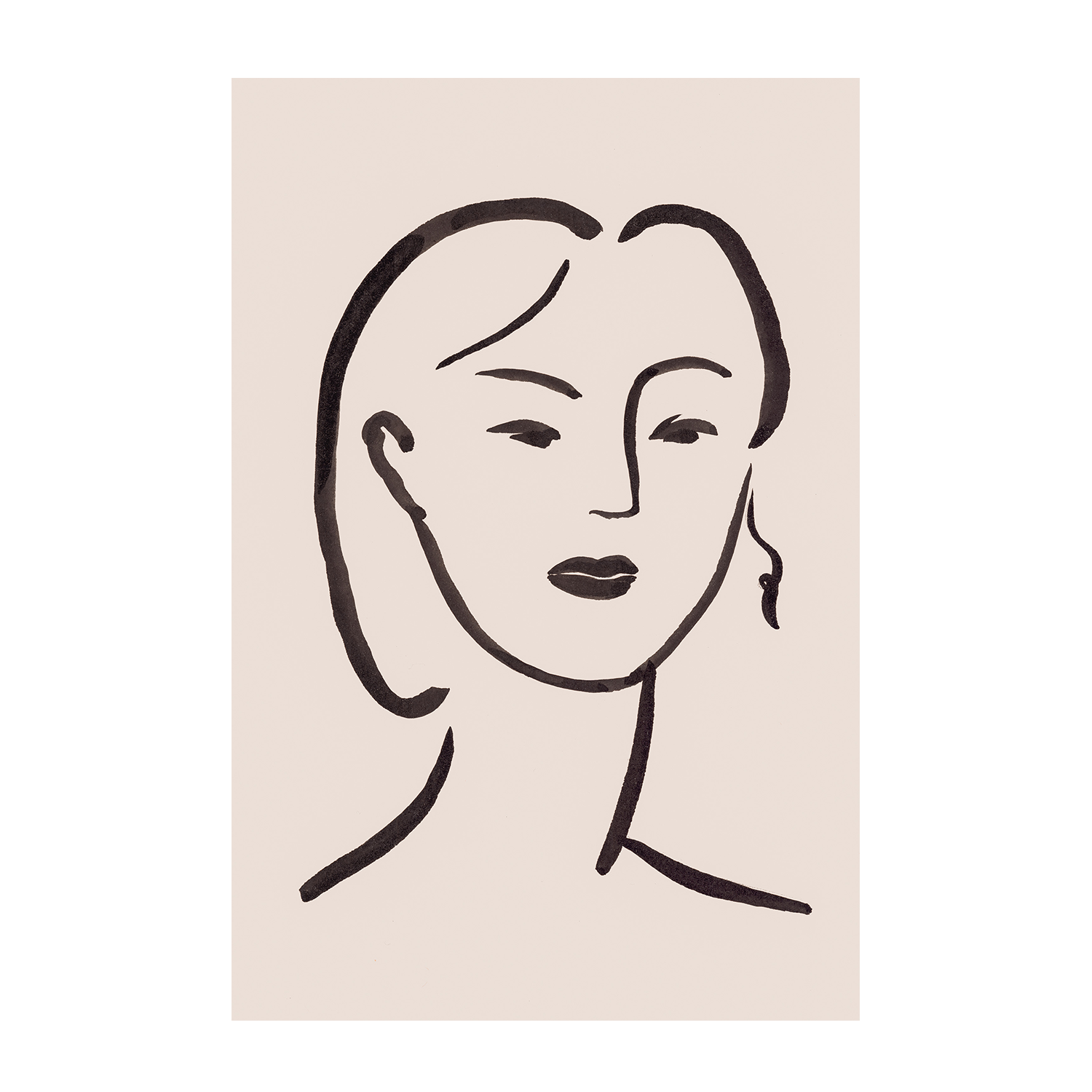 wall-art-print-canvas-poster-framed-Figurative Face Brown, Style B-1