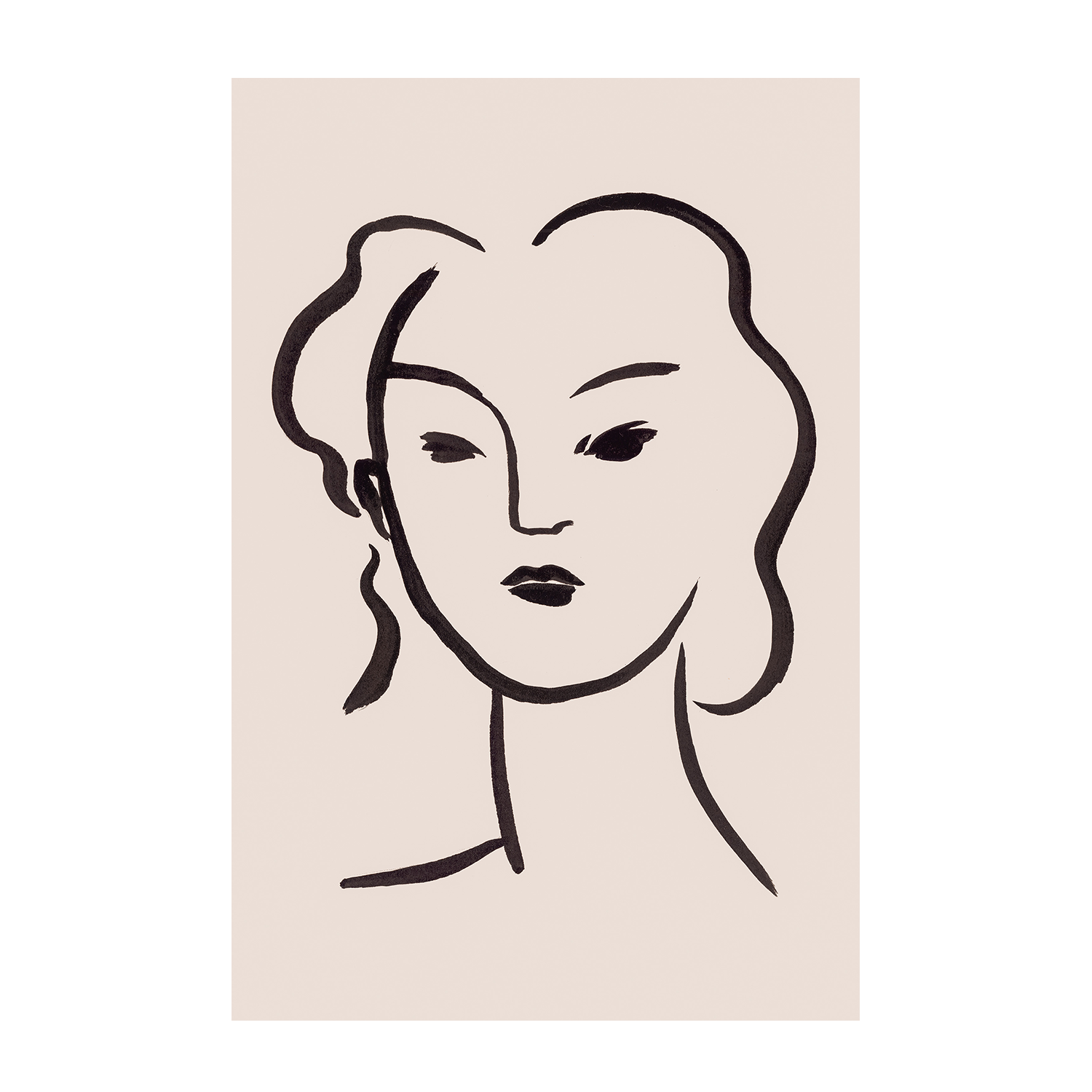 wall-art-print-canvas-poster-framed-Figurative Face Brown, Style C-1