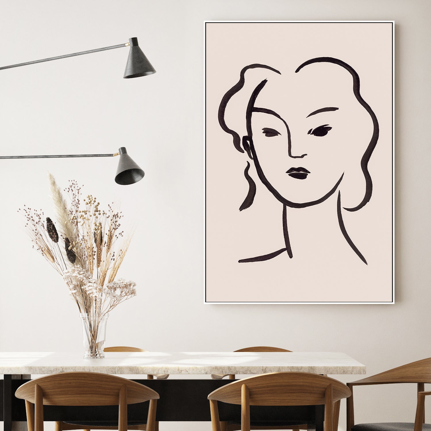 wall-art-print-canvas-poster-framed-Figurative Face Brown, Style C-2