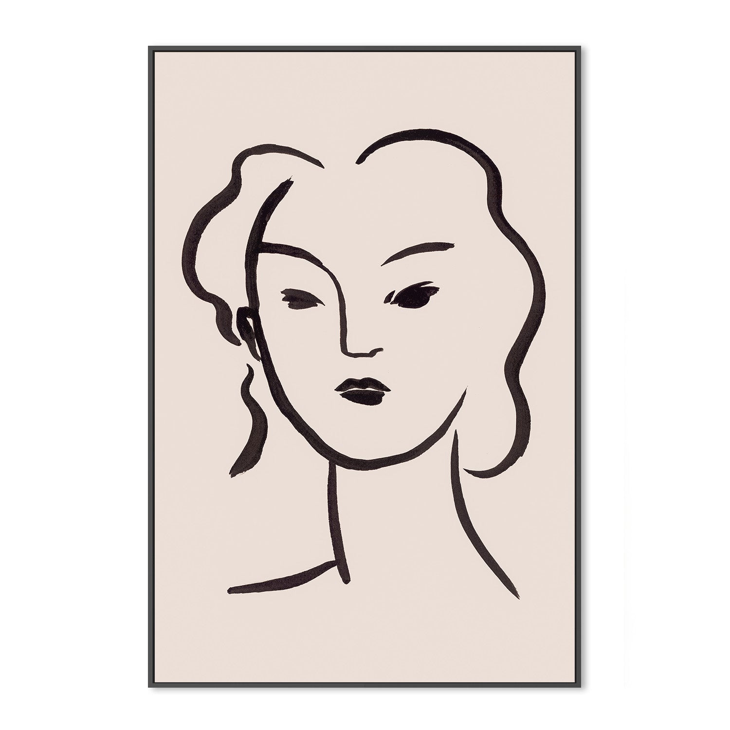 wall-art-print-canvas-poster-framed-Figurative Face Brown, Style C-3