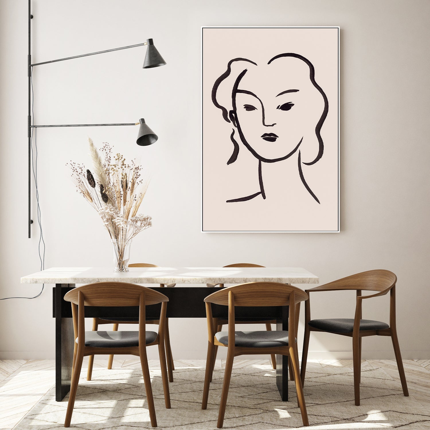 wall-art-print-canvas-poster-framed-Figurative Face Brown, Style C-7
