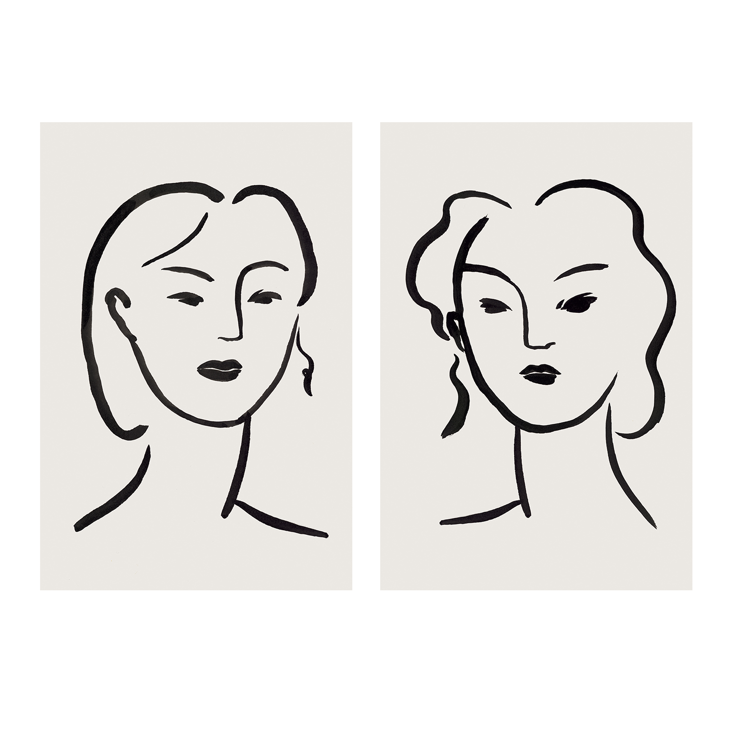 wall-art-print-canvas-poster-framed-Figurative Face, Style A & B, Set Of 2-1