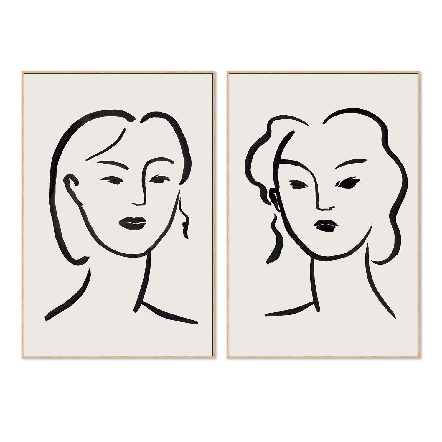 wall-art-print-canvas-poster-framed-Figurative Face, Style A & B, Set Of 2-4
