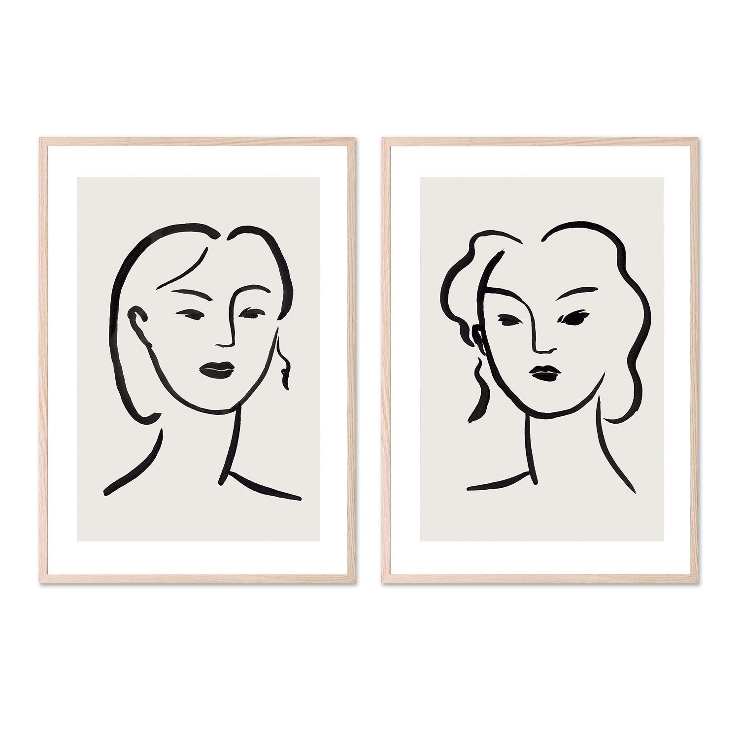 wall-art-print-canvas-poster-framed-Figurative Face, Style A & B, Set Of 2-6