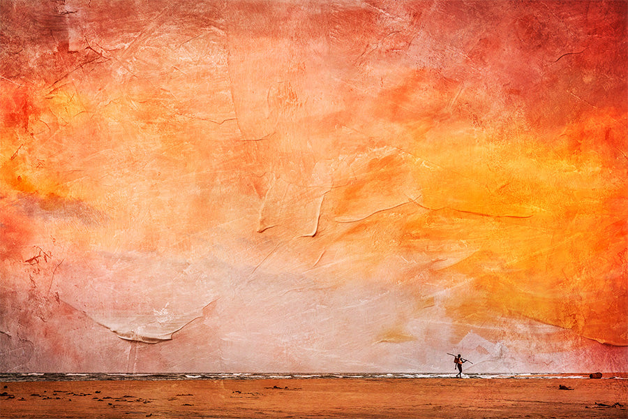 wall-art-print-canvas-poster-framed-Fisherman Walking Home Against a Painted Sunset Sky, Roving , By Andrew Paranavitana-1