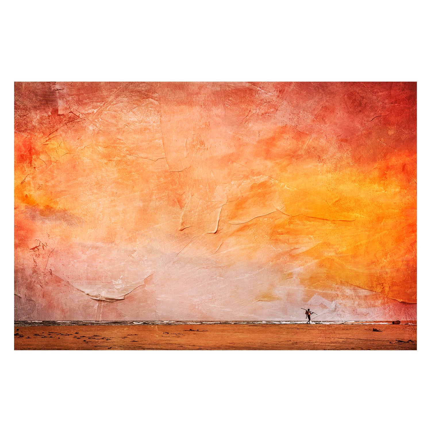 wall-art-print-canvas-poster-framed-Fisherman Walking Home Against a Painted Sunset Sky, Roving , By Andrew Paranavitana-2