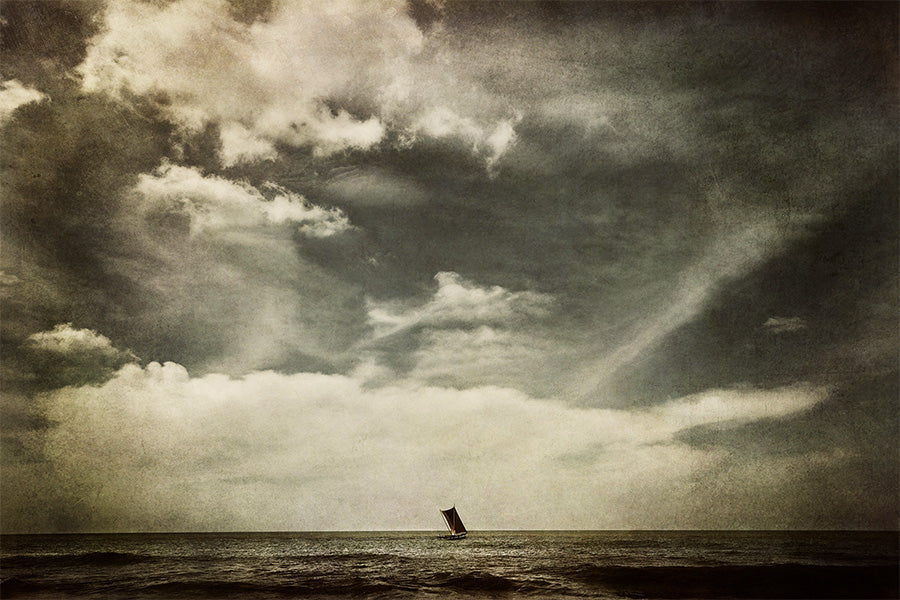 wall-art-print-canvas-poster-framed-Fishing Boat at Sea Against a Big Sky Landscape, High Seas , By Andrew Paranavitana-1