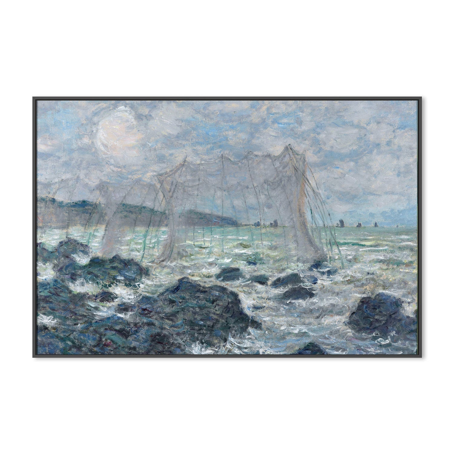 wall-art-print-canvas-poster-framed-Fishing Nets at Pourville 1882 , By Monet-by-Gioia Wall Art-Gioia Wall Art