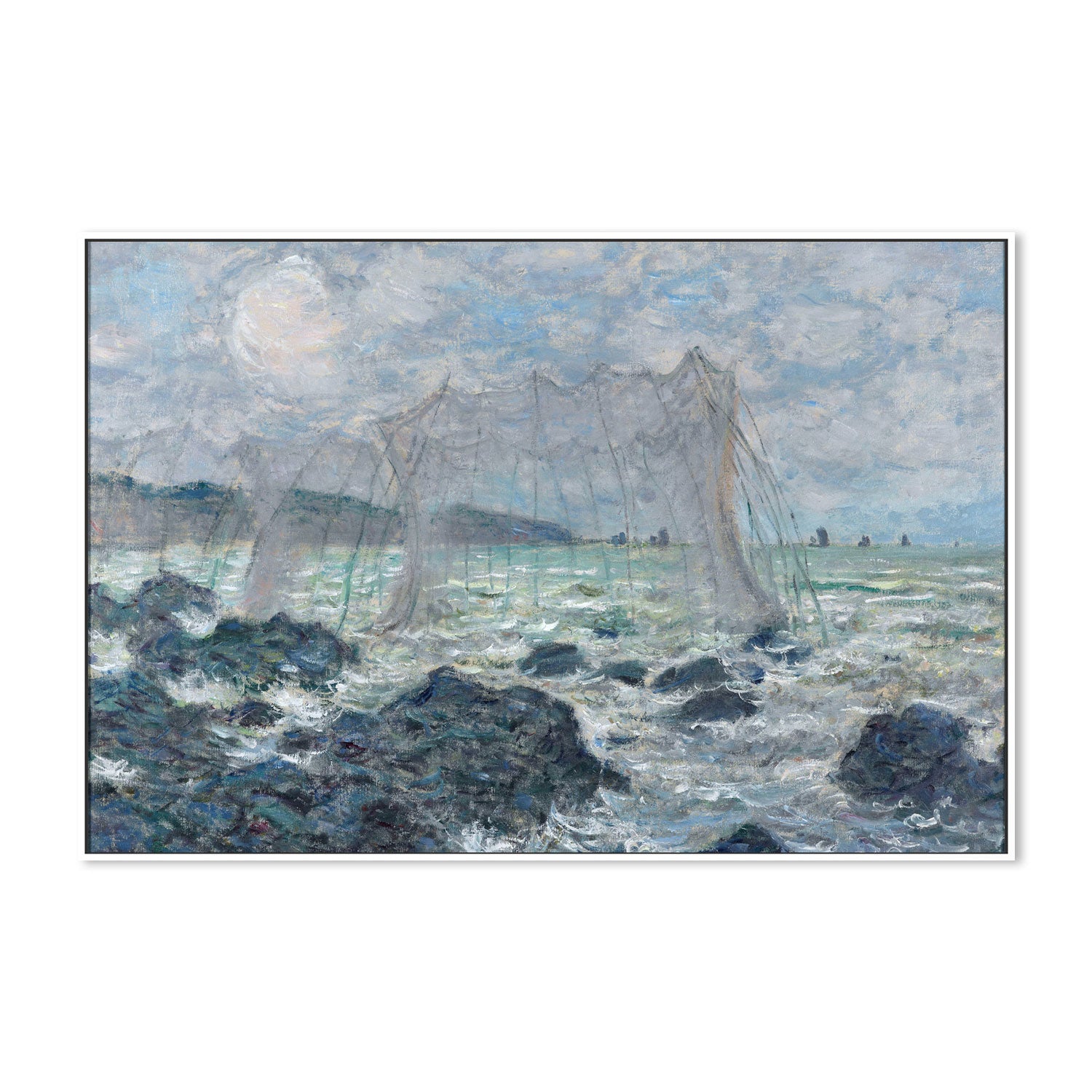 wall-art-print-canvas-poster-framed-Fishing Nets at Pourville 1882 , By Monet-by-Gioia Wall Art-Gioia Wall Art