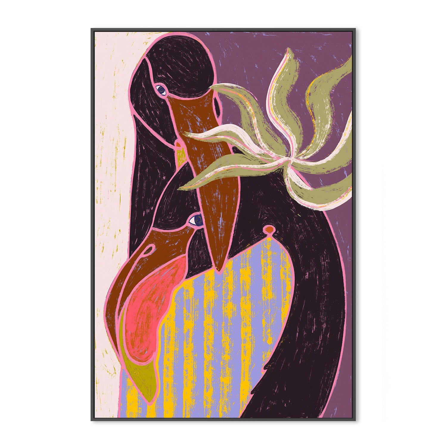 wall-art-print-canvas-poster-framed-Flamingo Harp Duet-3