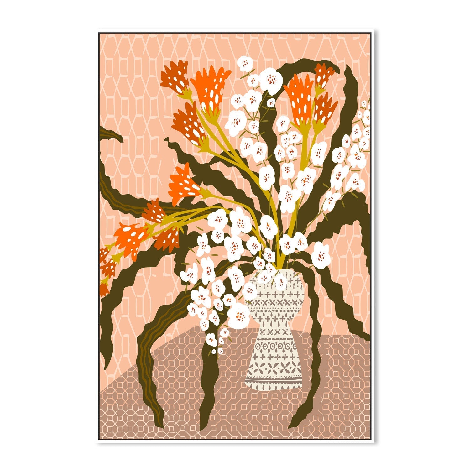wall-art-print-canvas-poster-framed-Floral Contemporary Still Life Peach Fuzz-5