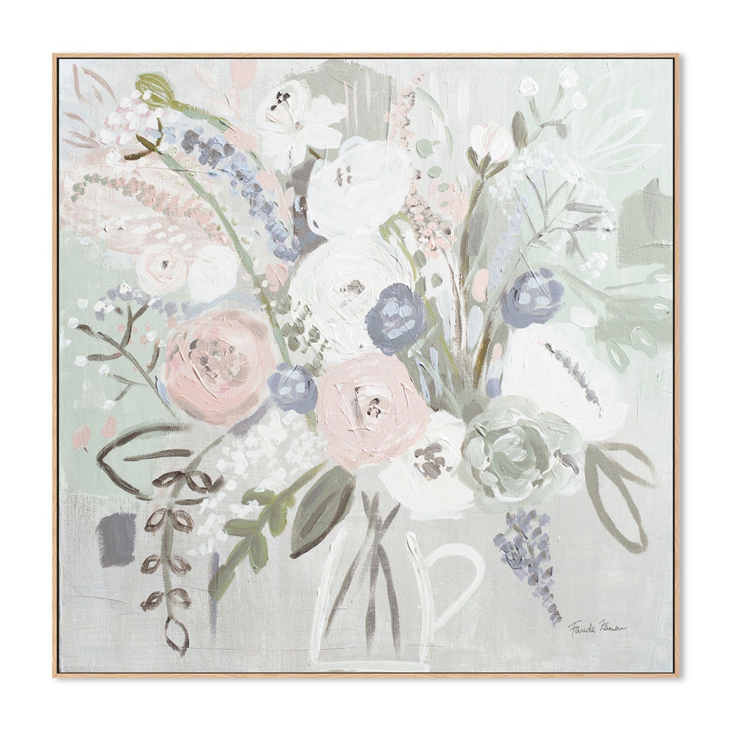 wall-art-print-canvas-poster-framed-Floral Elegance Bleached , By Farida Zaman-GIOIA-WALL-ART