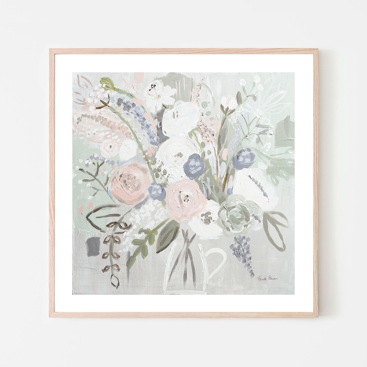wall-art-print-canvas-poster-framed-Floral Elegance Bleached , By Farida Zaman-GIOIA-WALL-ART