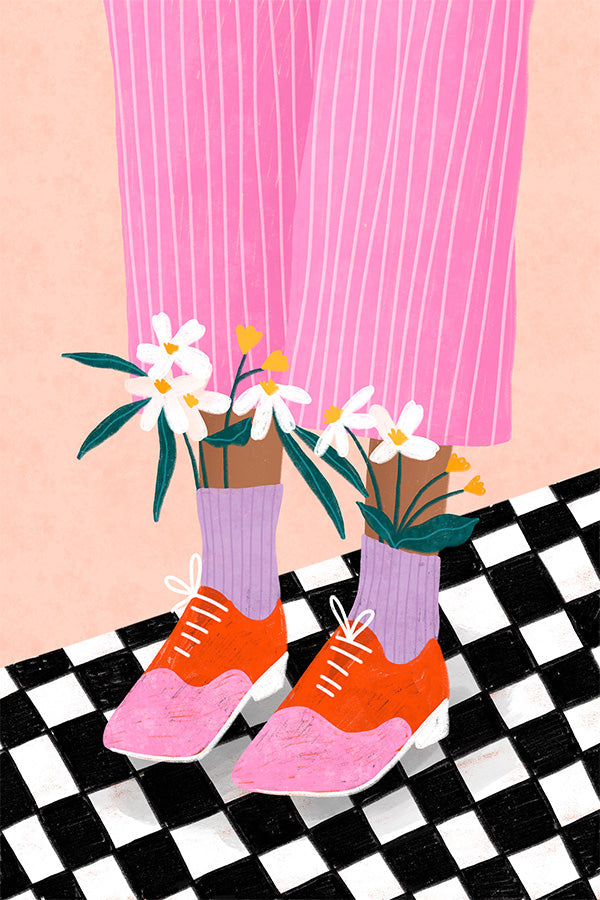 wall-art-print-canvas-poster-framed-Floral Feet Fashion-1