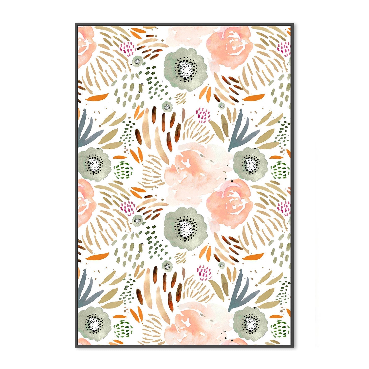 wall-art-print-canvas-poster-framed-Floral Peach and Orange , By Leah Straatsma-3