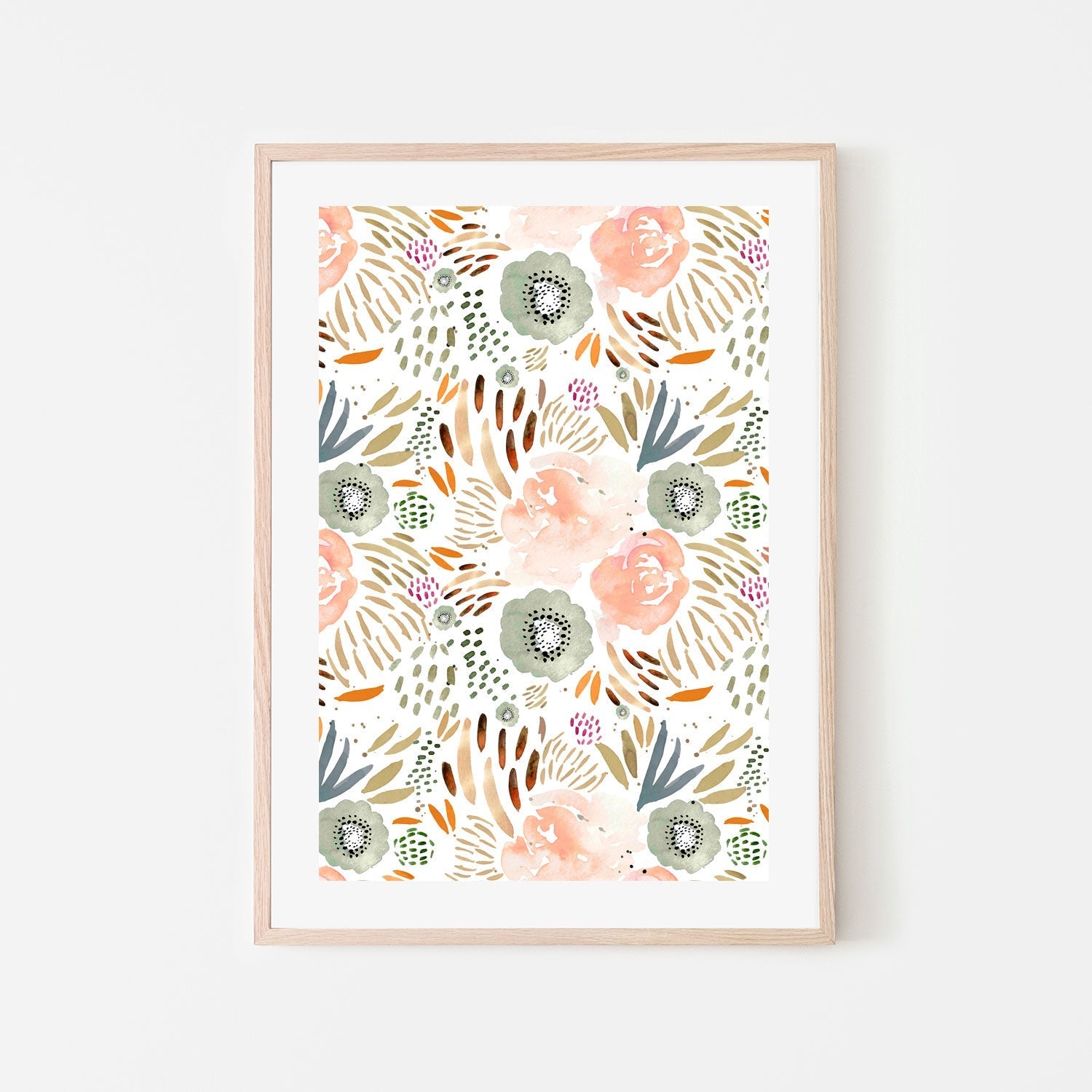 wall-art-print-canvas-poster-framed-Floral Peach and Orange , By Leah Straatsma-6