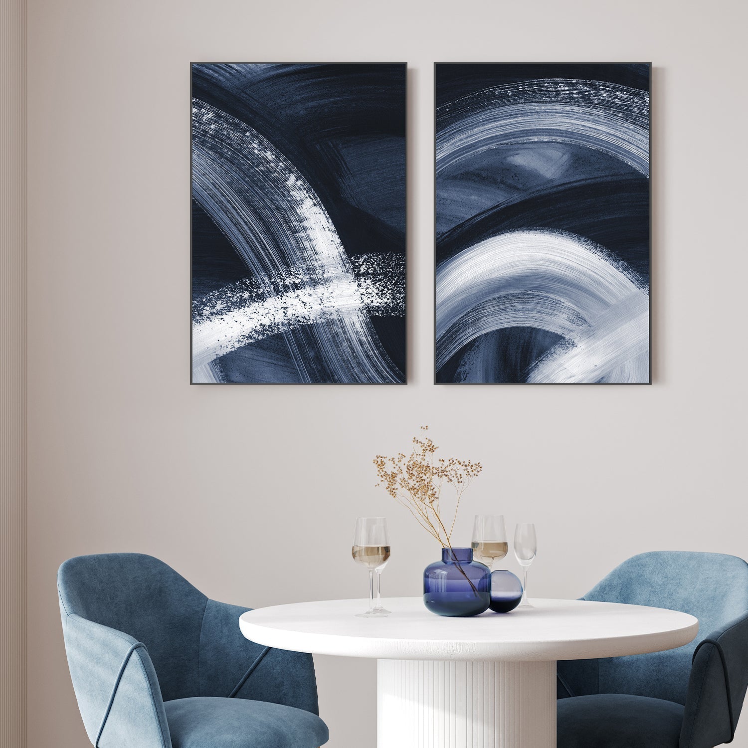 wall-art-print-canvas-poster-framed-Flow States Navy, Style A & B, Set Of 2 , By Danushka Abeygoda-2