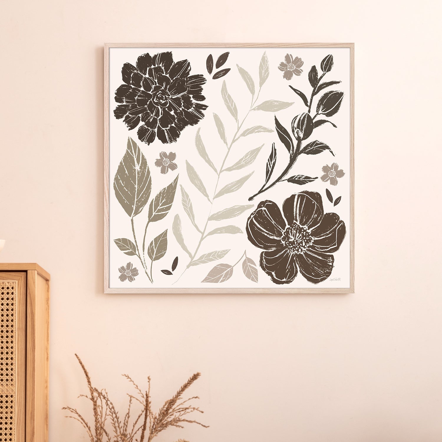 wall-art-print-canvas-poster-framed-Flower Feast, Style A, Brown-7